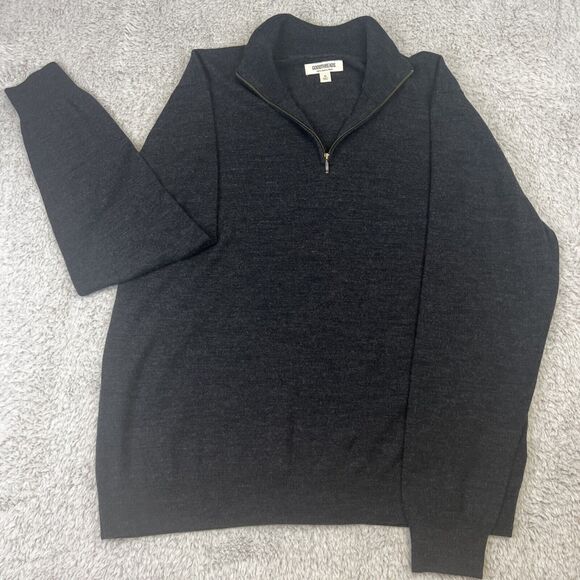 Goodthreads Merino Wool 1/4 Zip Pullover Black Men's XL Classic Preppy Dad - Picture 1 of 6